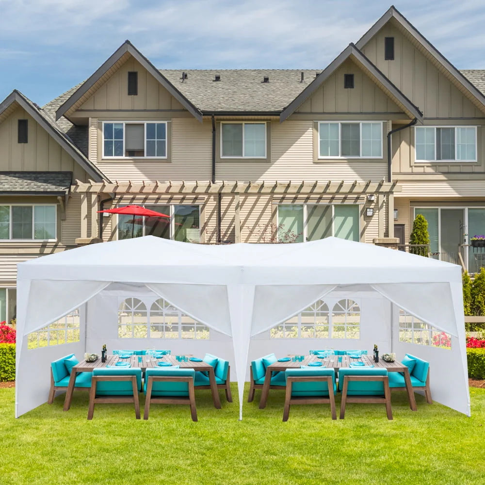 Tente de réception pop-up extérieure Zimtown 10' x 20', chapiteau pour mariage avec 6 parois