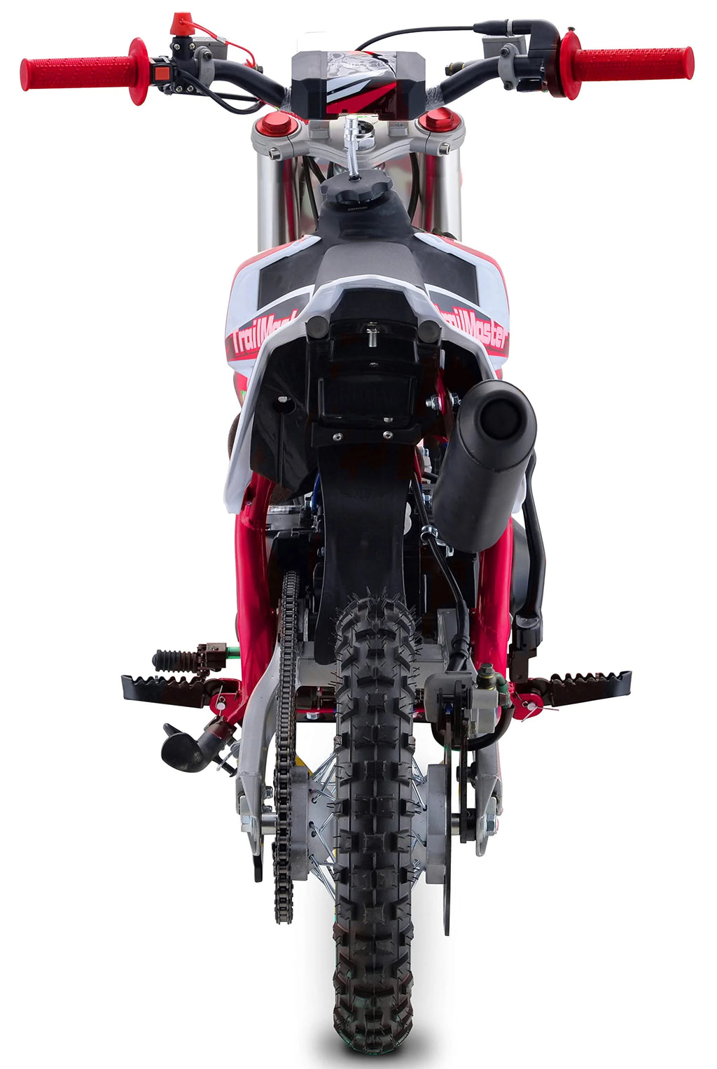 Moto tout-terrain Trailmaster TM15 110 cc semi-automatique à 4 vitesses, hauteur de selle de 24,21 pouces, freins à disque, cadre à double triangulation (rouge)