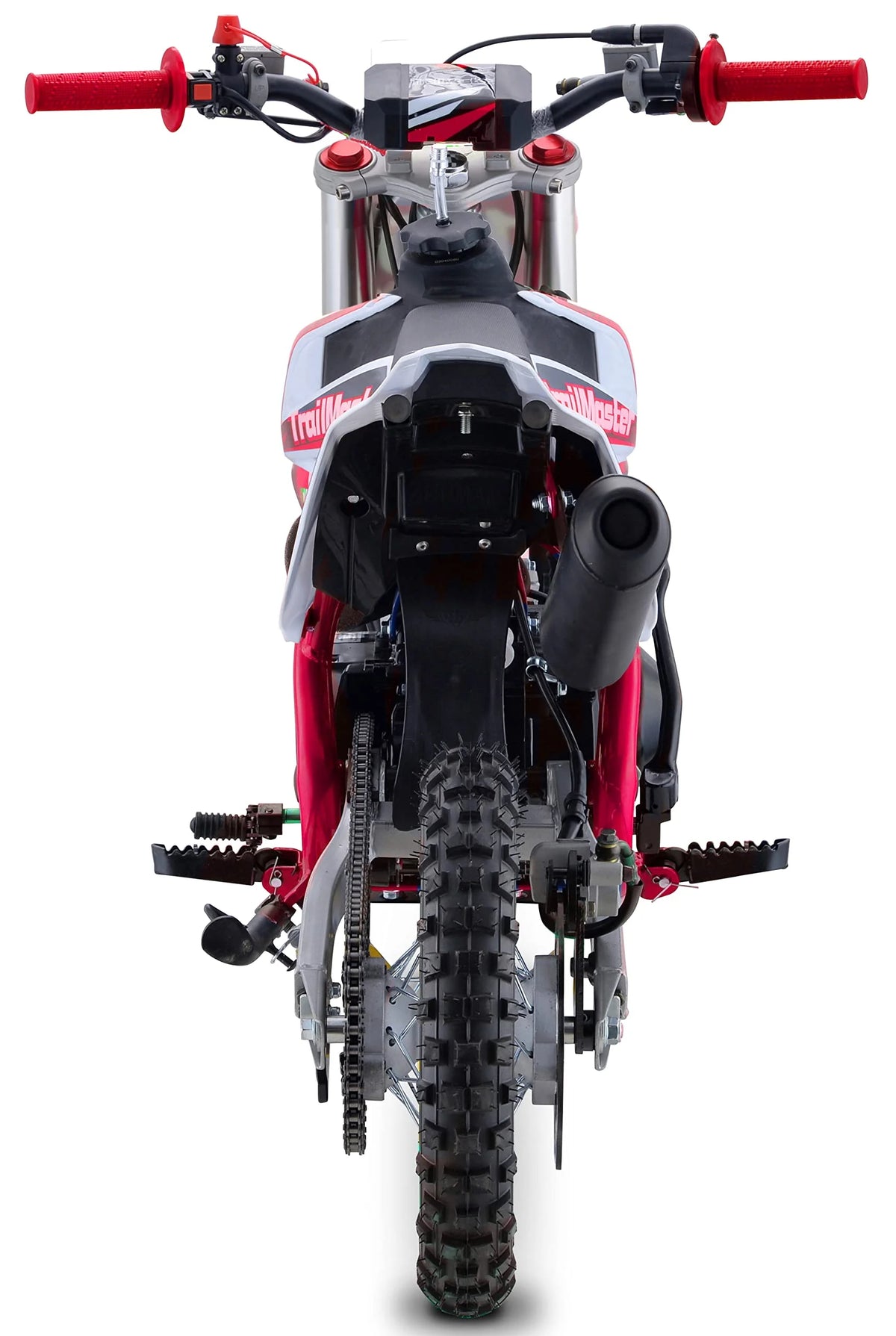 Moto tout-terrain Trailmaster TM15 110 cc semi-automatique à 4 vitesses, hauteur de selle de 24,21 pouces, freins à disque, cadre à double triangulation (rouge)