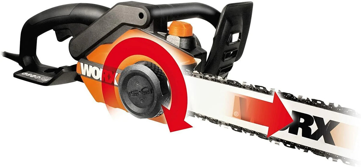 Worx WG304.2 Tronçonneuse électrique 18 po 15 Amp avec tension automatique, frein de chaîne
