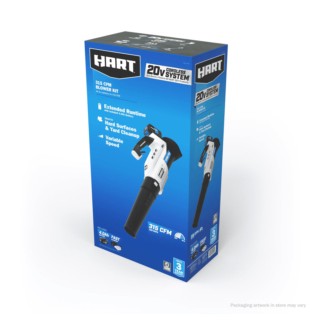 Souffleur de feuilles turbo sans fil HART 20 V (1) batterie lithium-ion 4,0 Ah