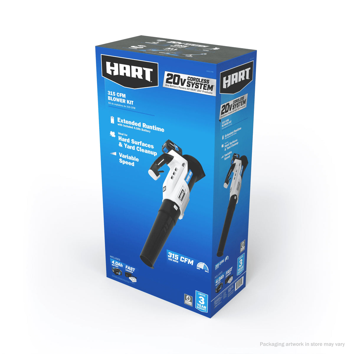 Souffleur de feuilles turbo sans fil HART 20 V (1) batterie lithium-ion 4,0 Ah
