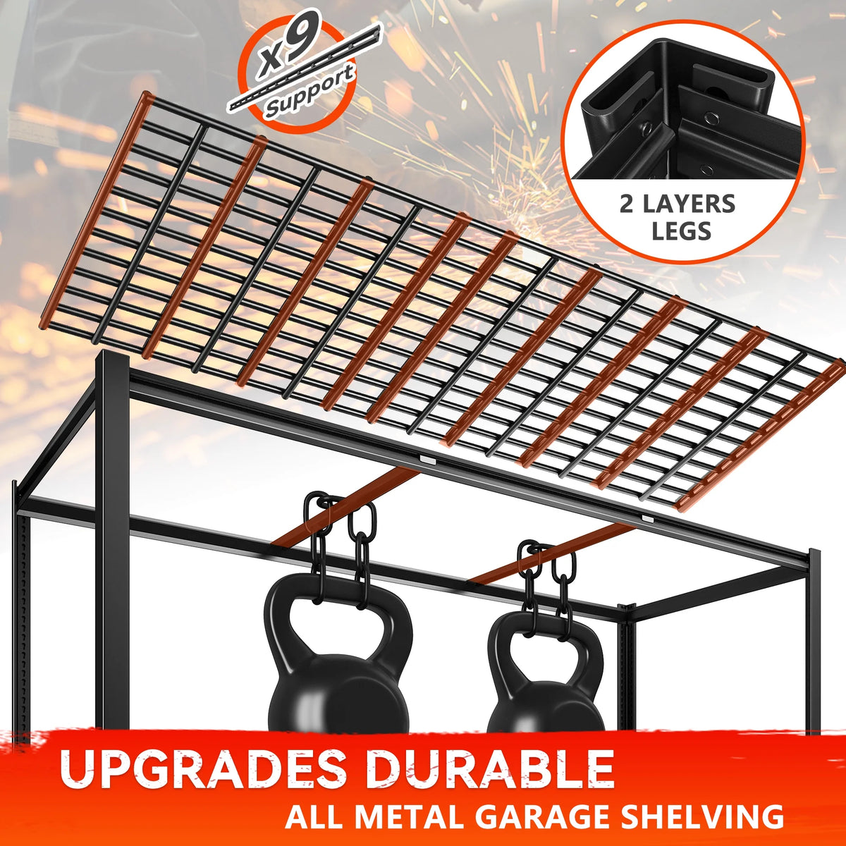 Étagères de garage REIBII 60 po, capacité de 3 000 lb, étagères de rangement robustes et réglables à 5 niveaux, rayonnage métallique, 60 po l x 24 po P x 72 po H