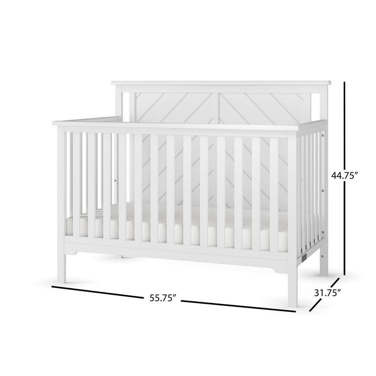 Lit convertible 4-en-1 Hampton de Child Craft. Panneau supérieur plat. 3 hauteurs de matelas. Blanc mat