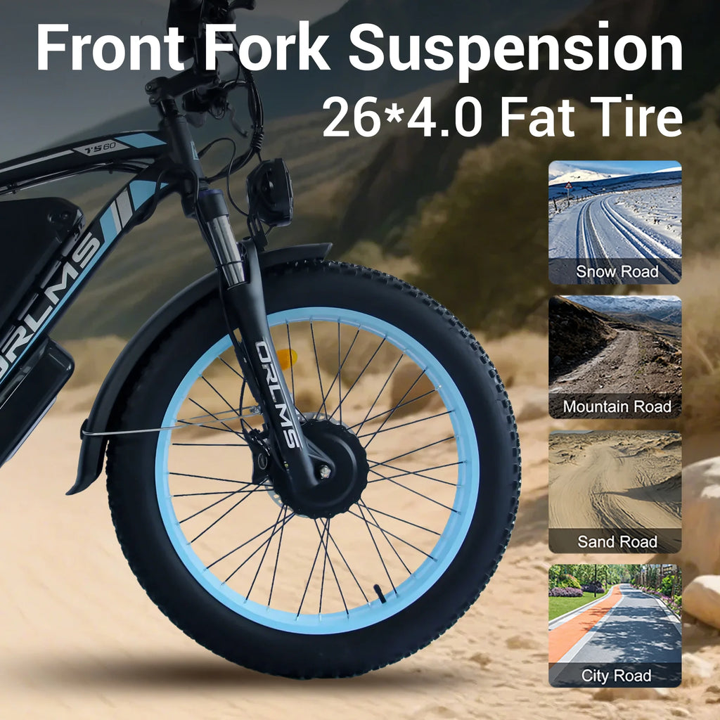 Peak 5000W-Electric-Bike for Adults-Men, Dual-Motor-Ebike 50MPH-Hunting-Ebike, 60V 25AH Long Range Dirtbike, 26 x 4.0 Fat-Tire-Electric-Bicycle,AWD 21-Speed Mountain Bike for Off-Road Snow Sand