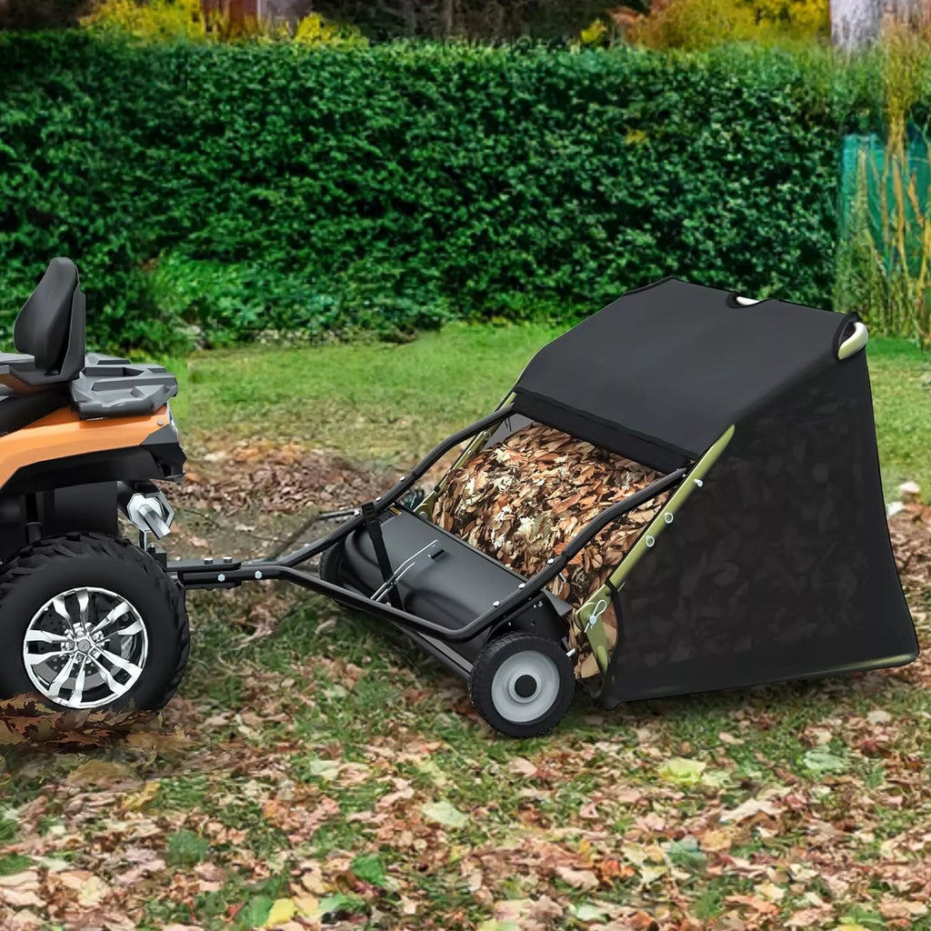 Dextrus 42 Ramasse-pelouse et ramasse-feuilles remorque pour jardin et pelouse Capacité de 12 pi³ Ensemble pour tracteur