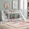 Lits superposés avec escalier, lits jumeaux, cadre de lit superposé en bois avec toboggan pour enfants et escalier de rangement, cadre de lit de rangement 2-en-1 avec échelle et barrières de sécurité pour chambre de garçons et de filles, blanc