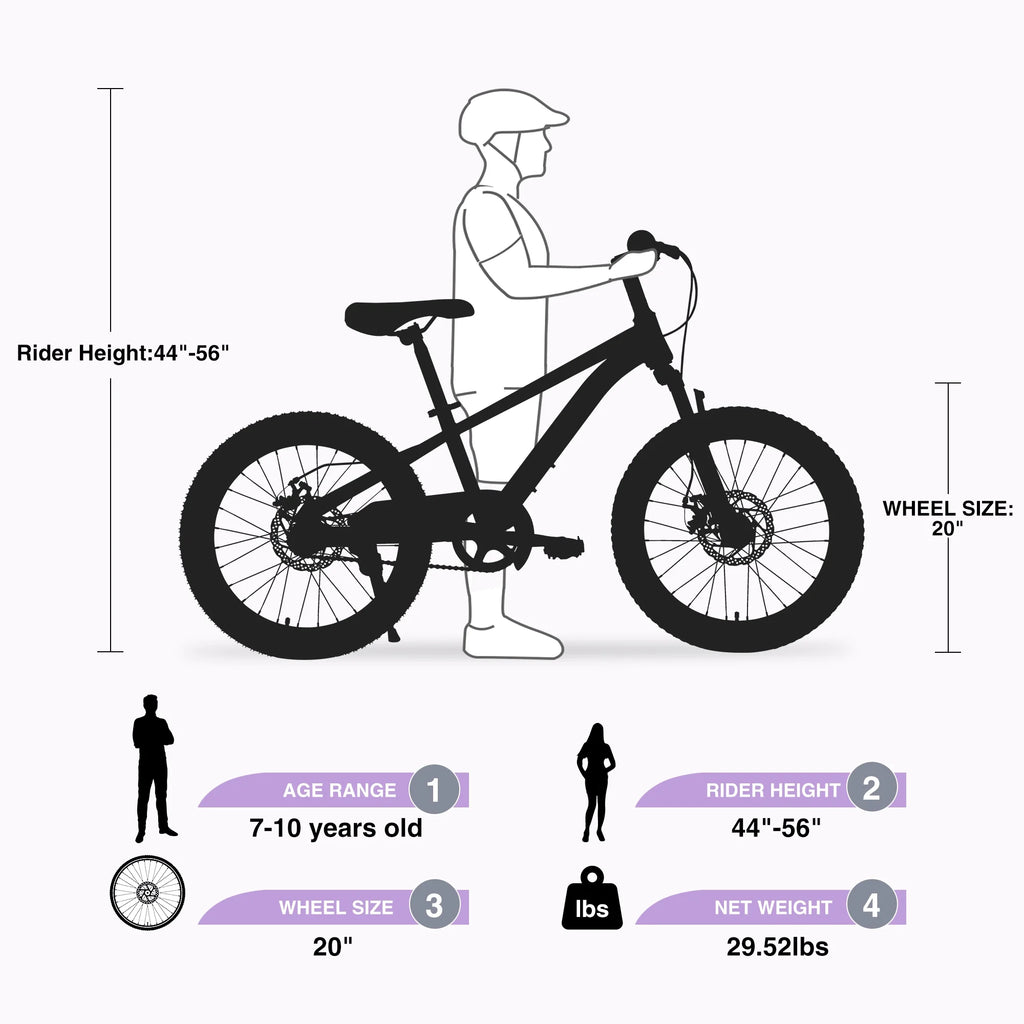 Vélo VTT pour enfant Zukka 20 pouces, cadre en acier, modèle hardtail, pour enfant de 7 à 10 ans, rose