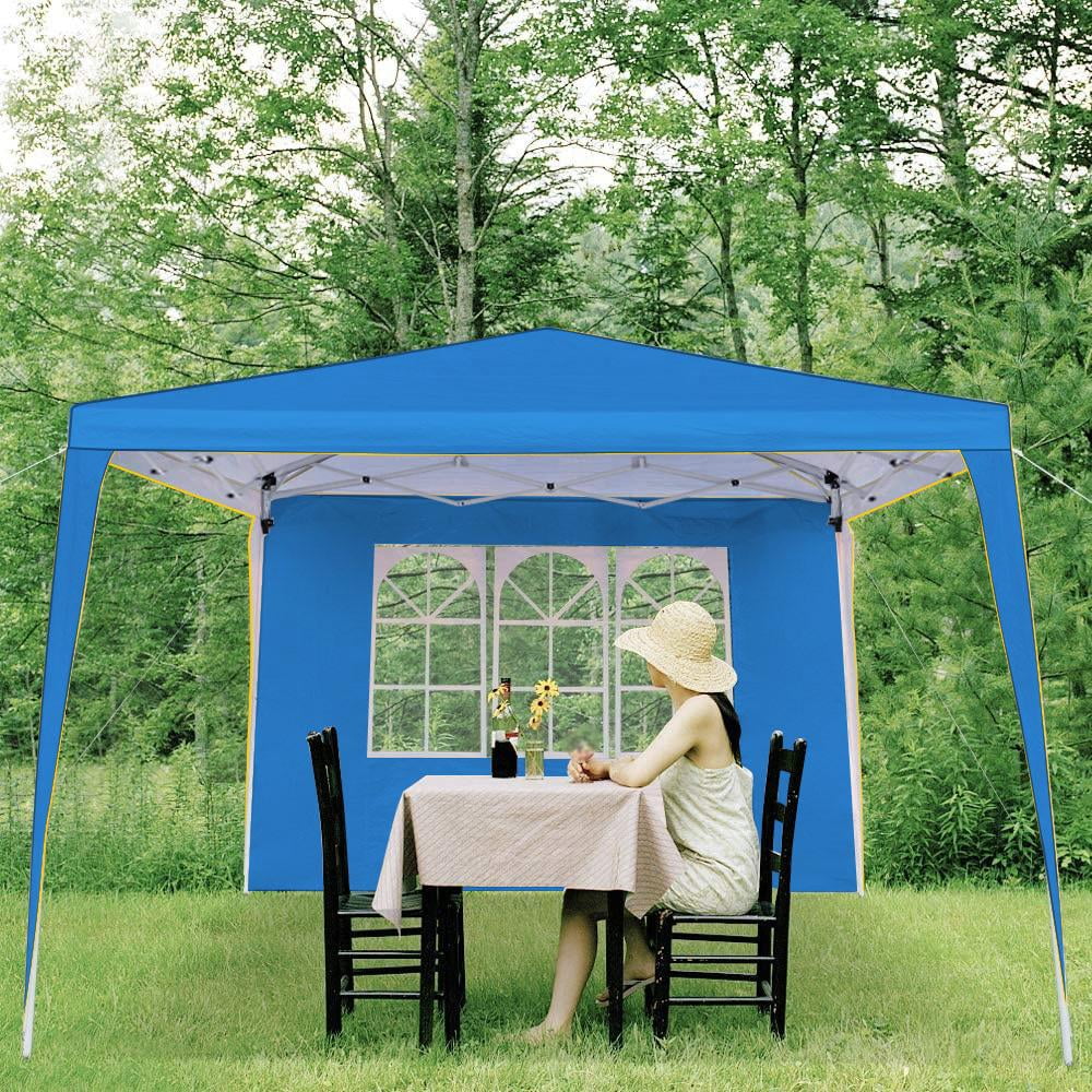 HOTEEL Chapiteau pop-up 10x10 avec murs latéraux, Tente imperméable pour fêtes et événements de mariage, Gazébo d'extérieur instantané avec sac de transport, piquets, cordes et sacs de sable, Noir