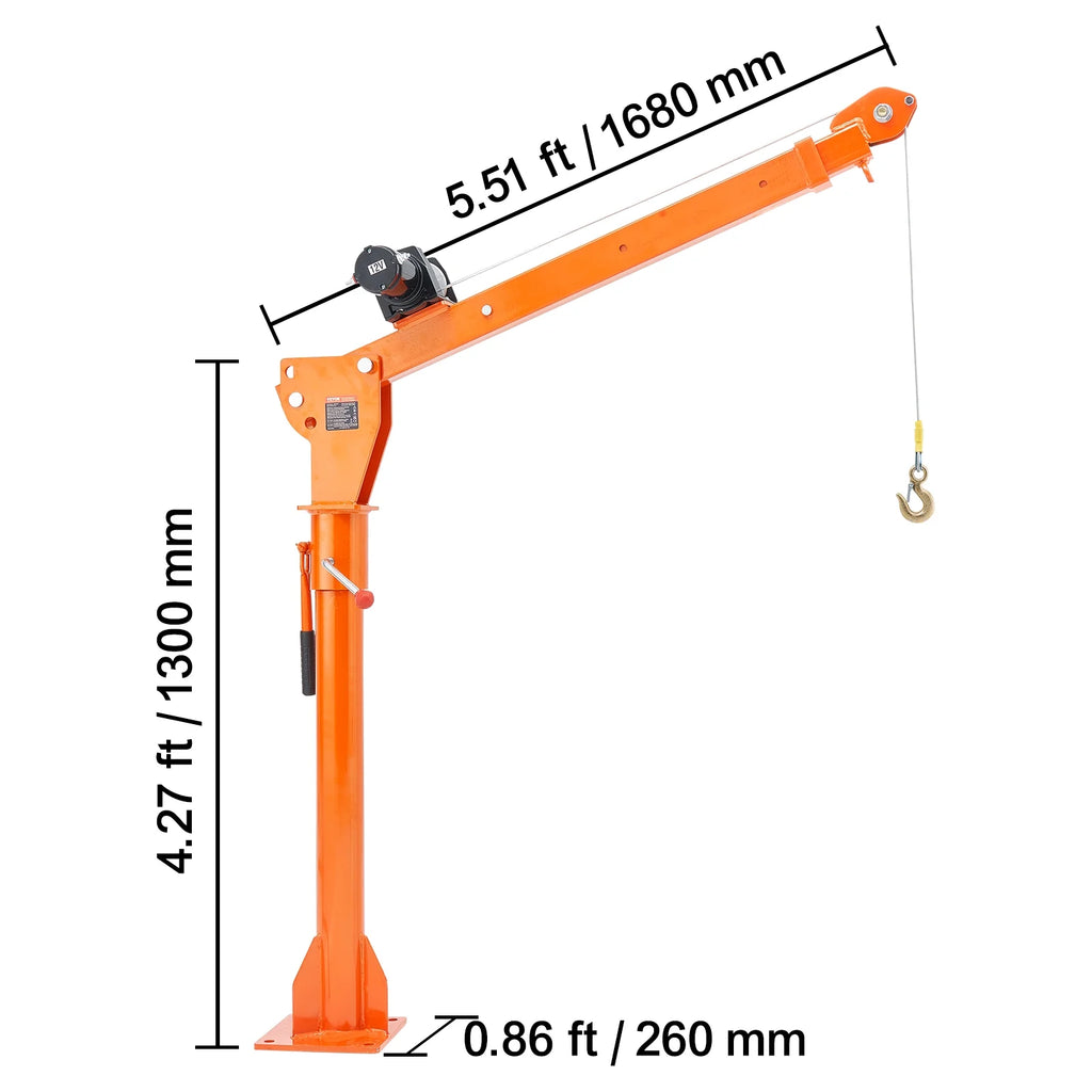 Grue électrique pour pick-up VEVOR, 1 100 lb, grue de benne pliable montée sur camion avec treuil électrique de 3 500 lb, palan à flèche en acier pour pick-up avec pivot à 360° pour le levage de marchandises dans la construction et l'usine