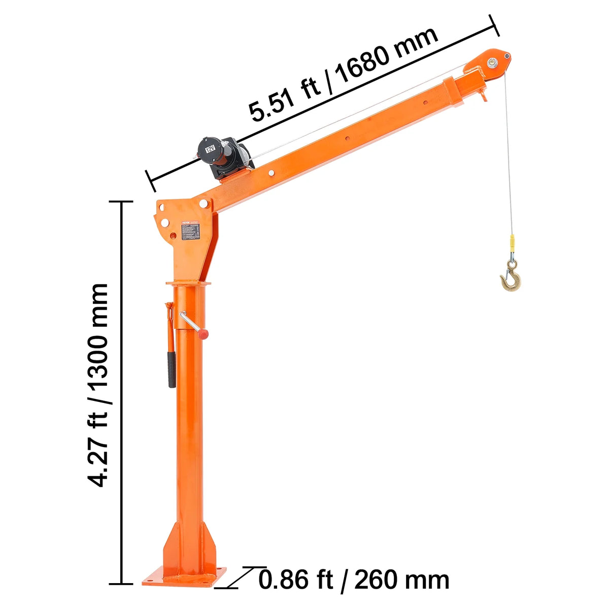Grue électrique pour pick-up VEVOR, 1 100 lb, grue de benne pliable montée sur camion avec treuil électrique de 3 500 lb, palan à flèche en acier pour pick-up avec pivot à 360° pour le levage de marchandises dans la construction et l'usine