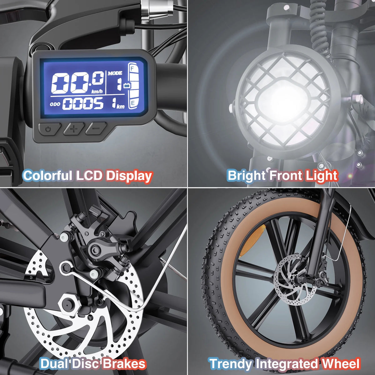 Vélo électrique Ridstar pour adultes, 1200 W, 32 mi/h, moto tout-terrain électrique 48 V 20 Ah, vélo de montagne à pneus larges de 20 pouces et 7 vitesses, UL2849