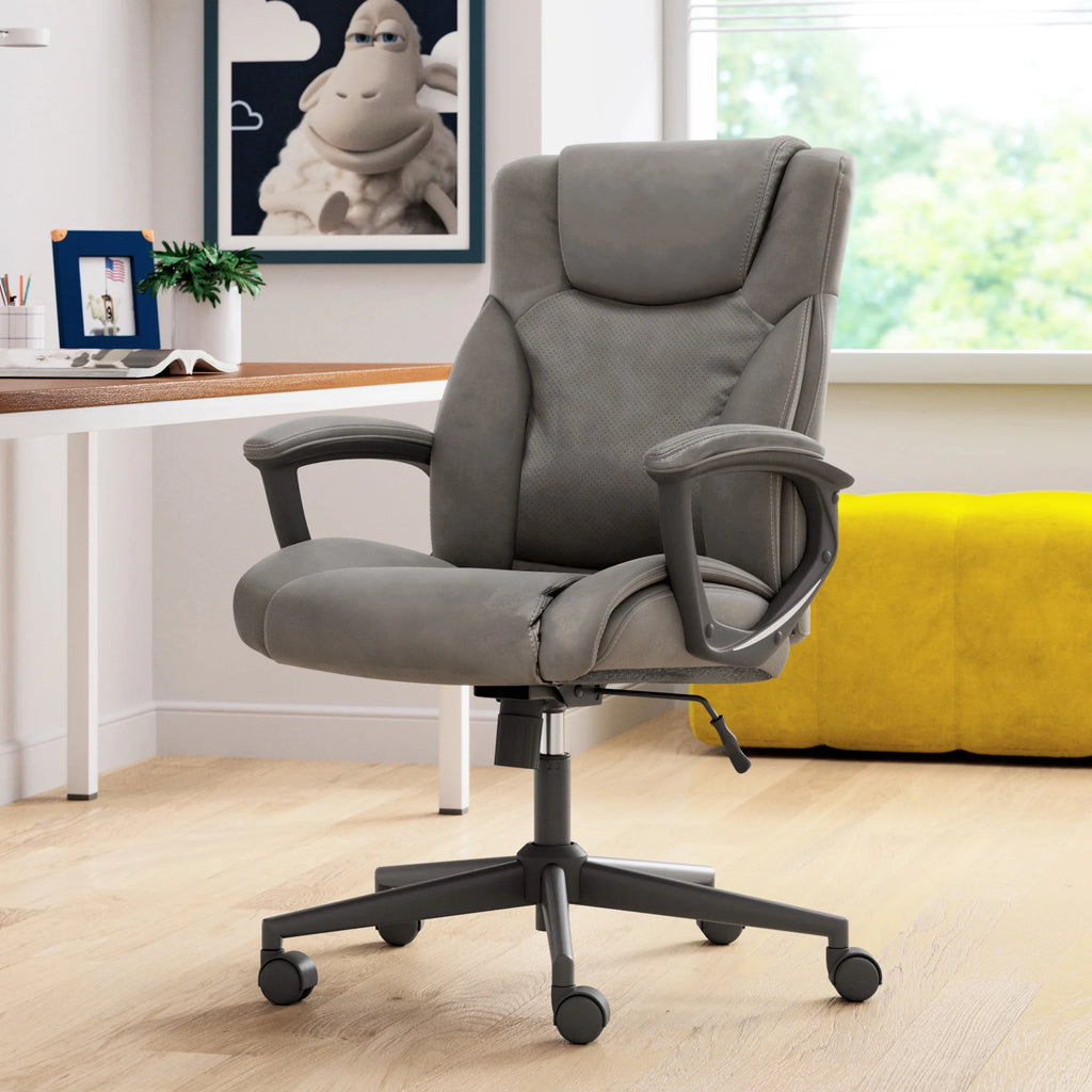 Chaise de bureau Serta Connor en microfibre gris clair