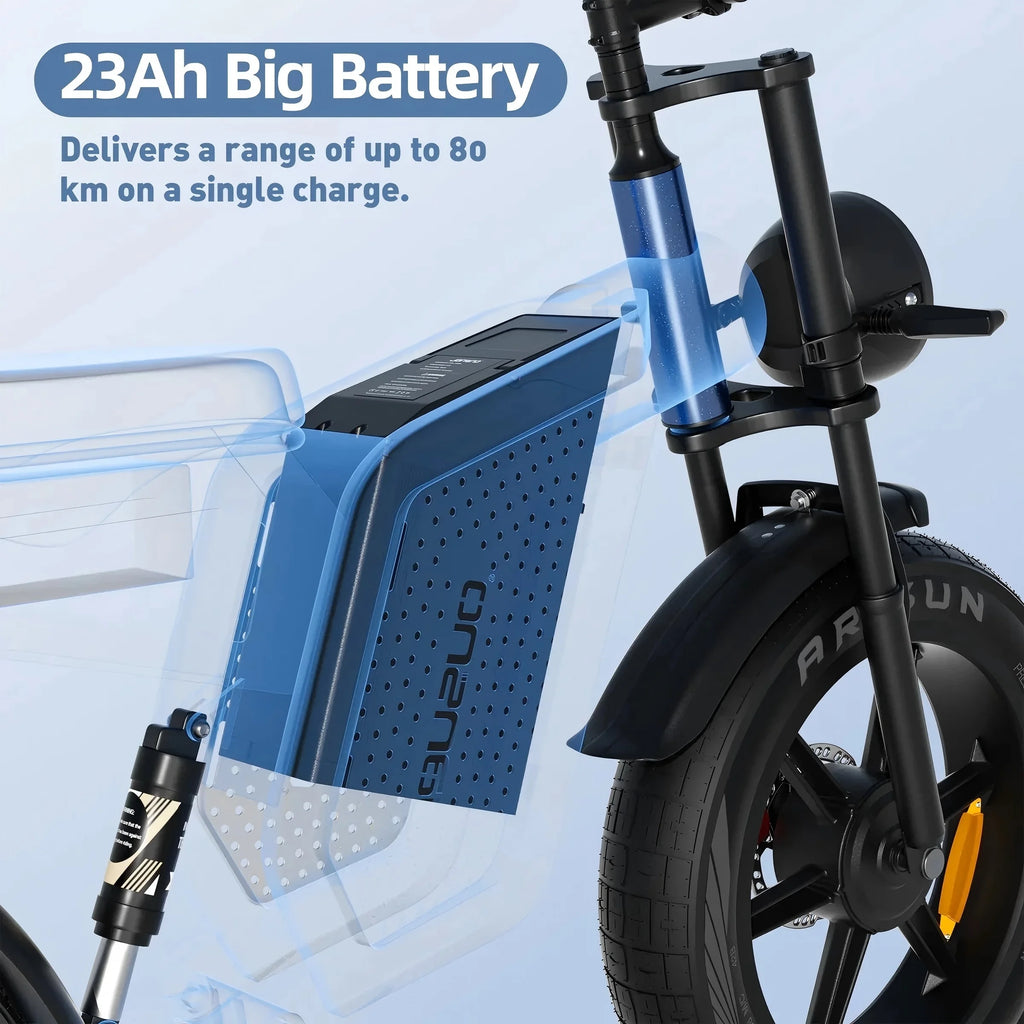 JANSNO X60 Vélo électrique à pneus larges 20 pouces, moteur électrique double 1500 W, double suspension, 48 V, 23 Ah, autonomie de 80 miles, moteur double 750 W*2, freins à disque hydrauliques, pour adulte, VTT, UL2849