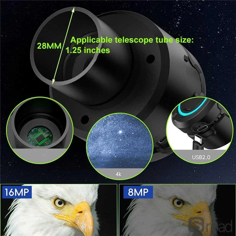Oculaire électronique WiFi 4K HD pour télescopes, caméra astronomique 5MP avec visualisation en temps réel, pour l'observation des oiseaux, des étoiles et de la nature?,Comme indiqué