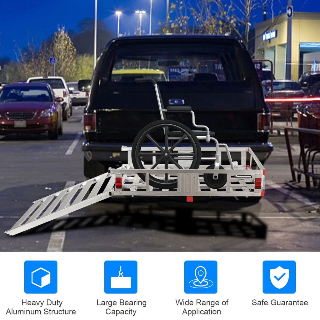 Costway Porte-bagages cargo en aluminium 52,1 cm x 74,9 cm avec rampe, porte-assistance à attelage