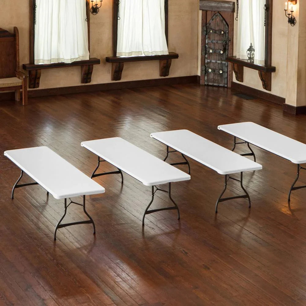 Lot de 4 tables pliantes empilables commerciales Lifetime, 8 pieds - Blanc (80344)