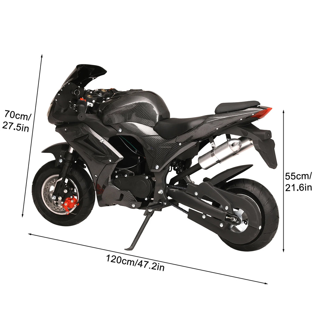 Mini moto essence AQQW 49cc pour adultes et enfants, mini motos 4 temps, jouets motos tout-terrain à essence, charge max 441 lbs, meilleurs cadeaux pour enfants