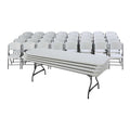 Lifetime (4) tables rectangulaires empilables de 8 pieds et (32) chaises, ensemble intérieur/extérieur de qualité commerciale, granit blanc (80410)