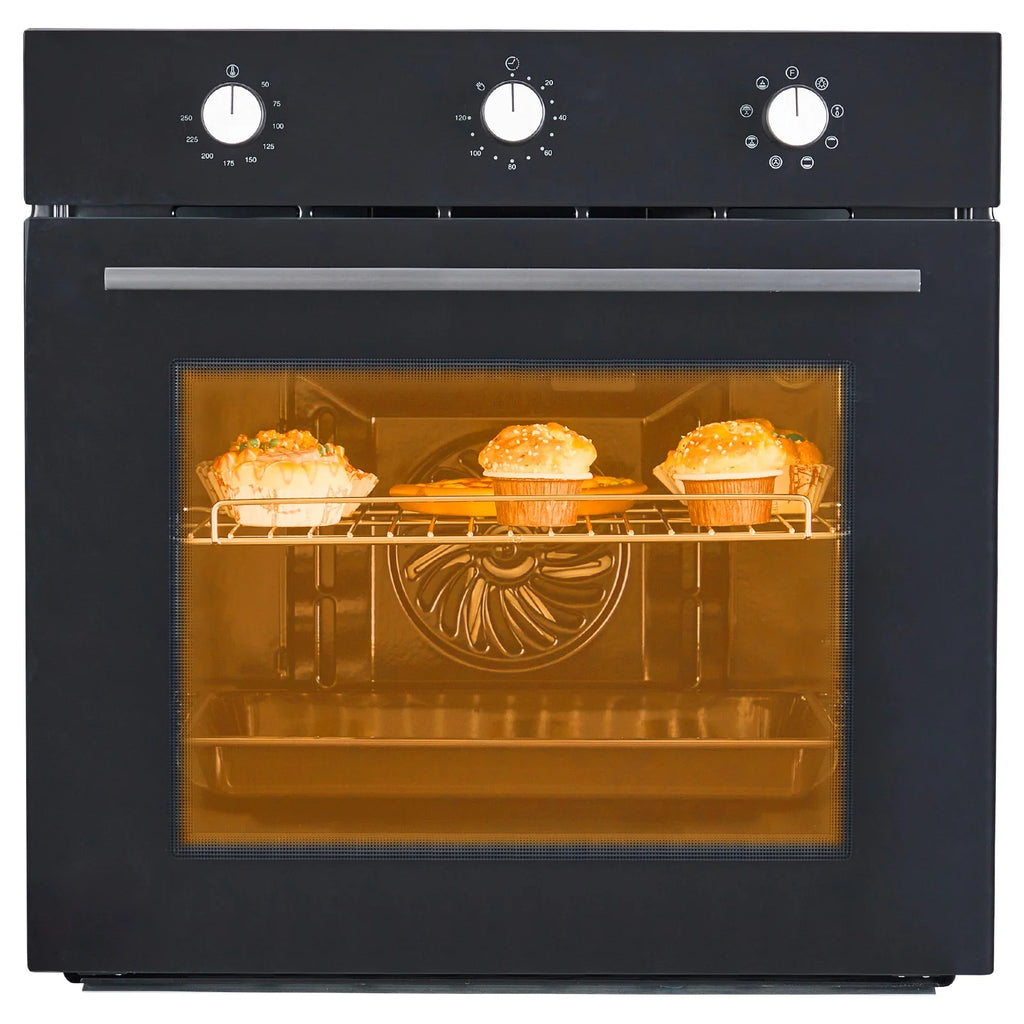 Four mural simple Garvee 24, four mural électrique de 2,5 pi³ avec boutons de commande mécaniques, four mural à convection en acier inoxydable, 3 000 W, 240 V, noir