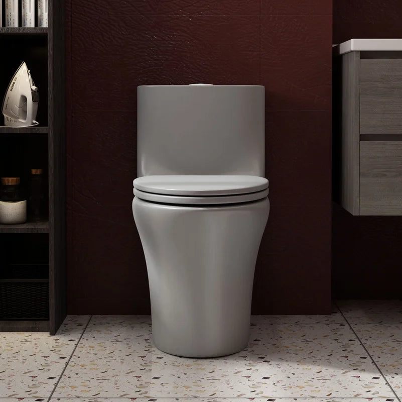 Toilettes modernes à une pièce Albriya A1878, toilettes de salle de bain standard à double chasse d’eau 1,1/1,6 GPF avec siège confortable, hauteur conforme à l’ADA, 16 1/2 po ? 12 po ? Entraxe, MaP 1000 g, blanc brillant