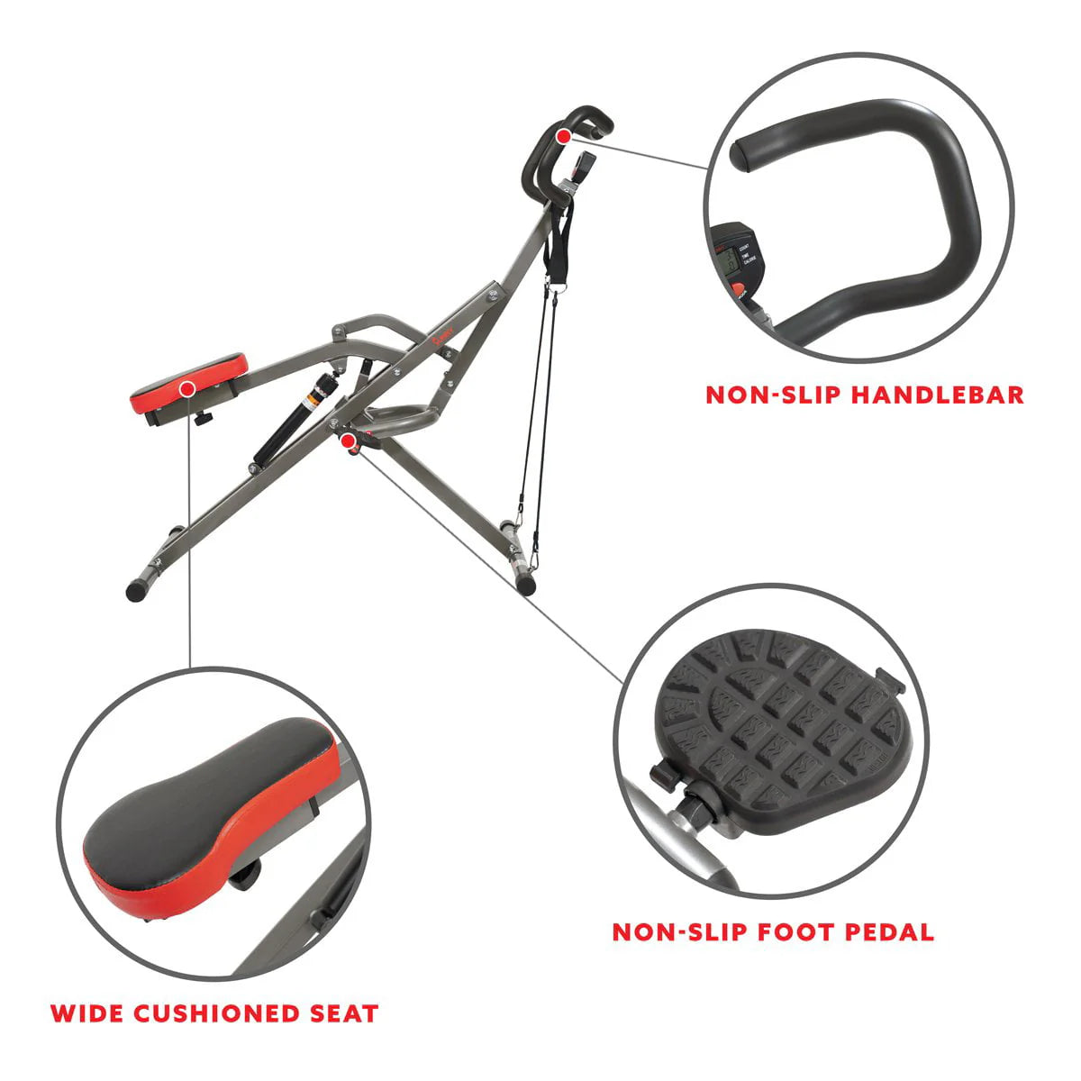 Sunny Health & Fitness Row-N-Ride PRO Appareil d’assistance aux squats pour un entraînement complet des fessiers, des cuisses et des jambes, SF-A020052