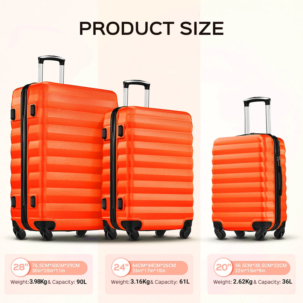 Ensemble de 9 pièces comprenant 3 valises rigides de 20, 24 et 28 pouces, 6 sacs de rangement et valises de voyage à roulettes, rose