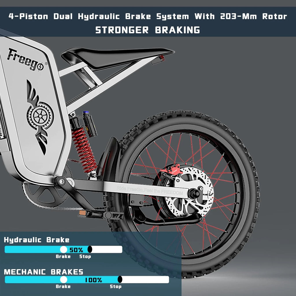 Moteur 6000W(Crête) Batterie 60V/35Ah, Moto électrique Freego X2Pro pour adultes, Vélo électrique  50MPH/7 Vitesses Vélo électrique tout-terrain, Suspension intégrale 19x2/Frein hydraulique à quatre pistons UL2849MTB