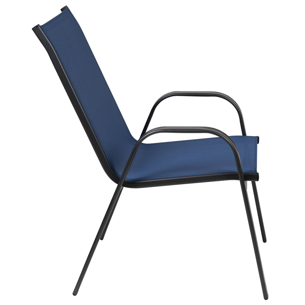 Lot de 5 chaises d’extérieur empilables BizChair noires avec matériau Flex Comfort et structure en métal