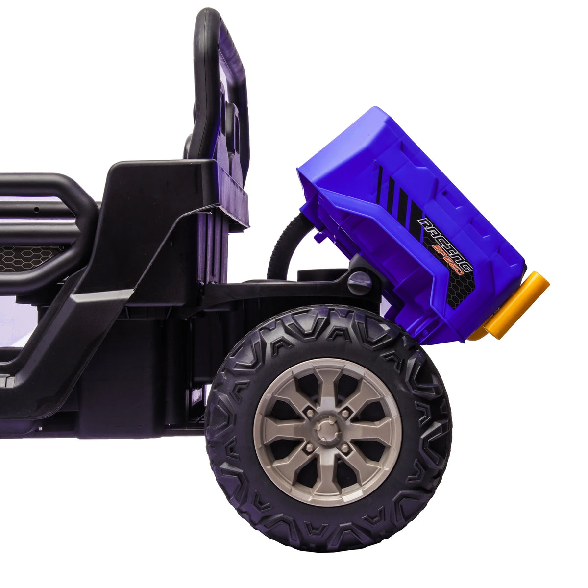 Xuanlur Voiture électrique pour enfants 24V 2 places, UTV avec moteur 2x200W, Jouet électrique 24 volts avec benne/pelle, Voiture électrique pour enfants avec pneus résistants, lumière LED, musique, télécommande, noire