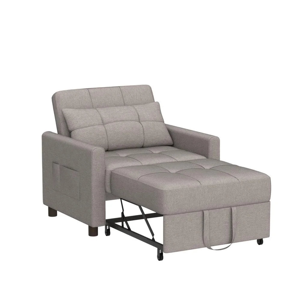 Fauteuil convertible avec couchage, canapé-lit convertible 3-en-1 Aiho avec fauteuil inclinable et couchage gigogne - Gris foncé