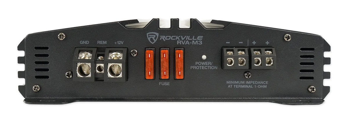 Amplificateur mono pour voiture Rockville RVA-M3 V2 4000w Crête/1000w RMS @ 1 Ohm + télécommande