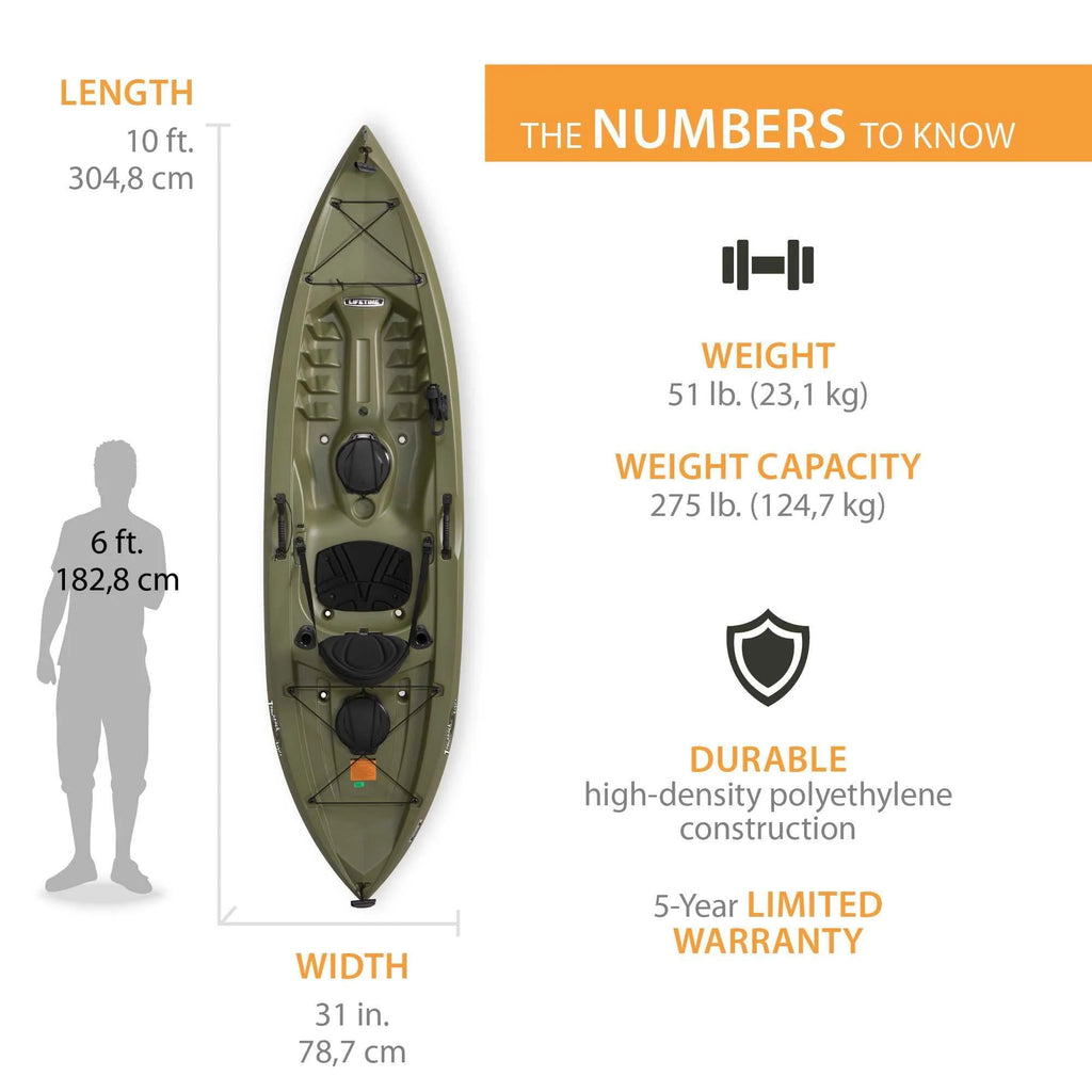 Kayak de pêche Lifetime Tamarack Angler 100 - Vert olive (90539)
