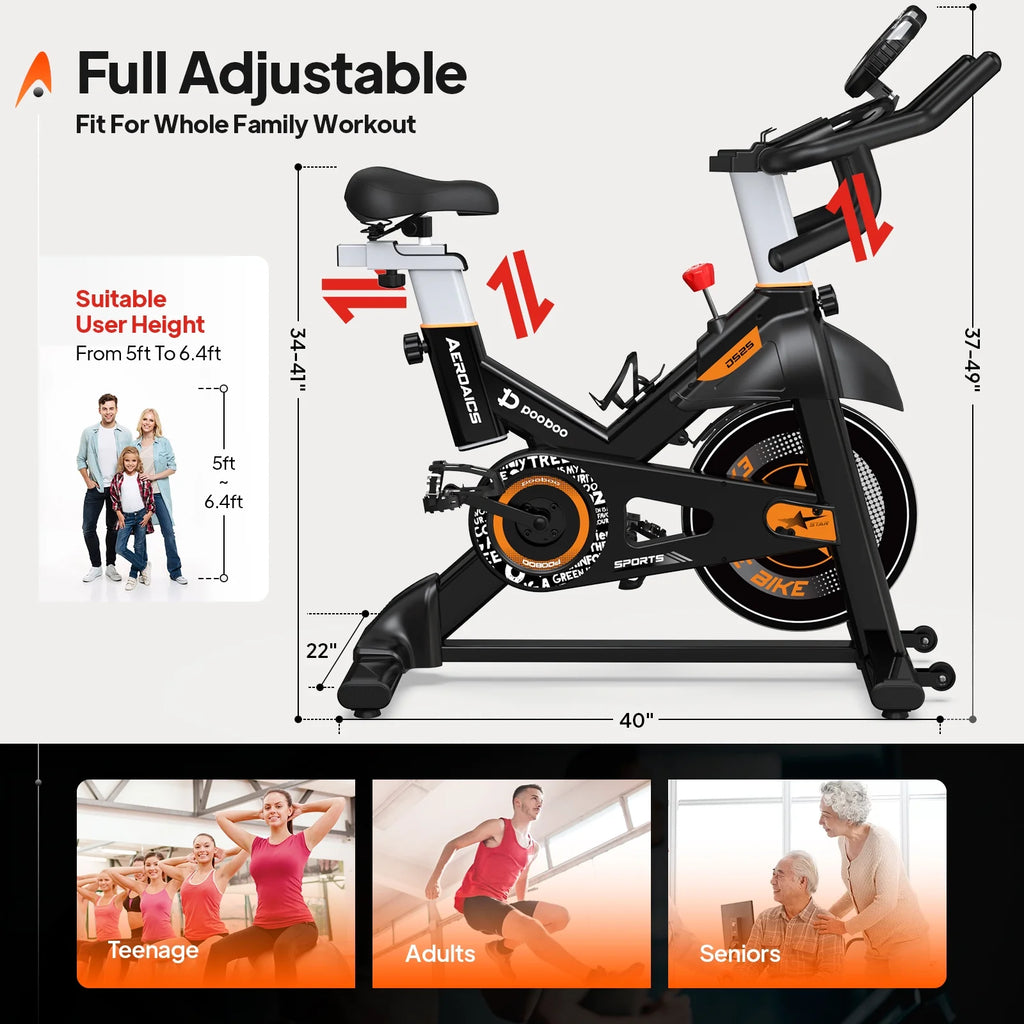 Vélo d’appartement Pooboo, vélo d’intérieur avec résistance réglable pour le domicile ou le bureau, appareil de cardio-training supportant jusqu’à 159 kg