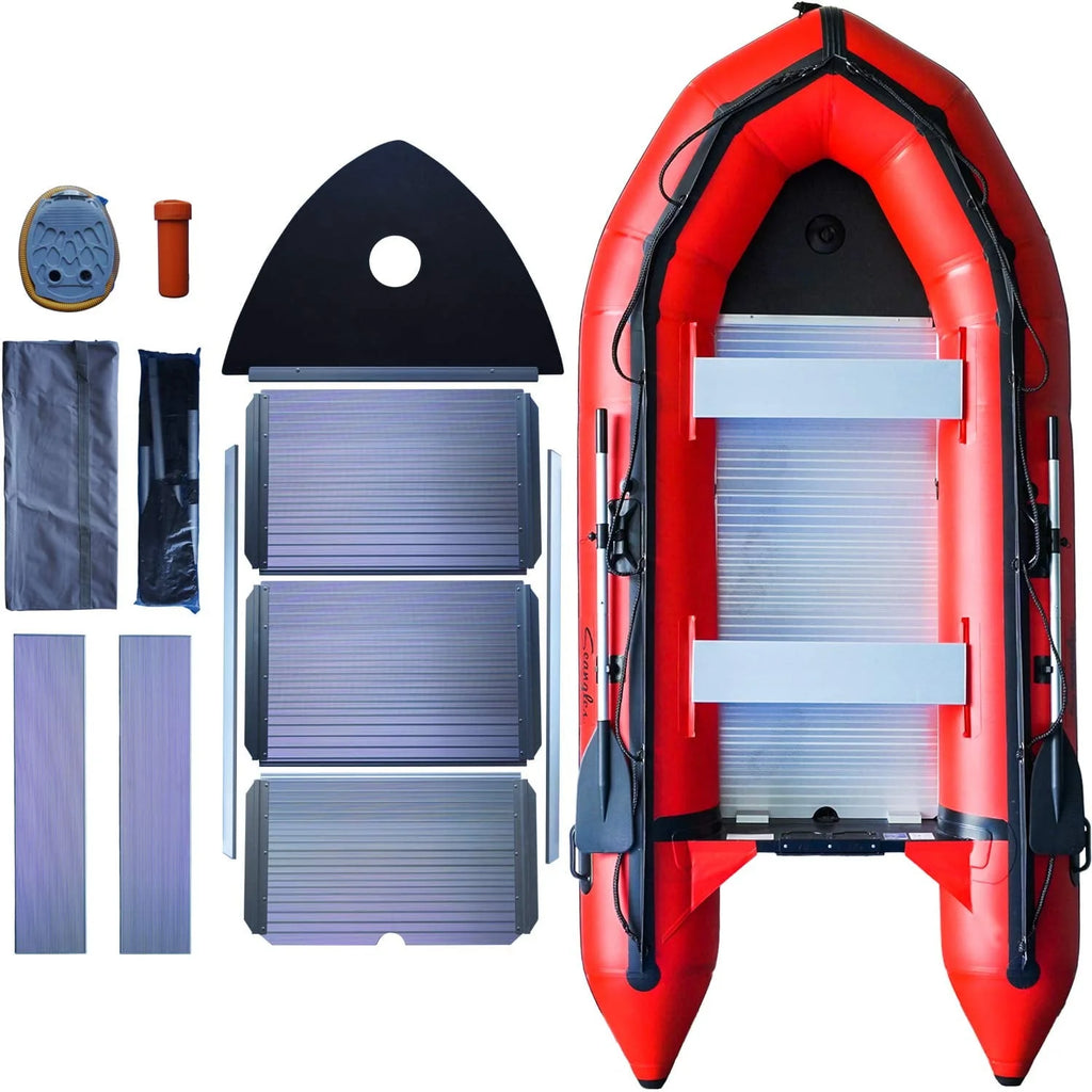 Seangles Bateau Gonflable 4 Personnes Plancher en Aluminium Tableau arrière en Aluminium Bateau de Pêche Professionnel Robuste en Eau Salée (Sa330 / 10,8ft) Approuvé USCG