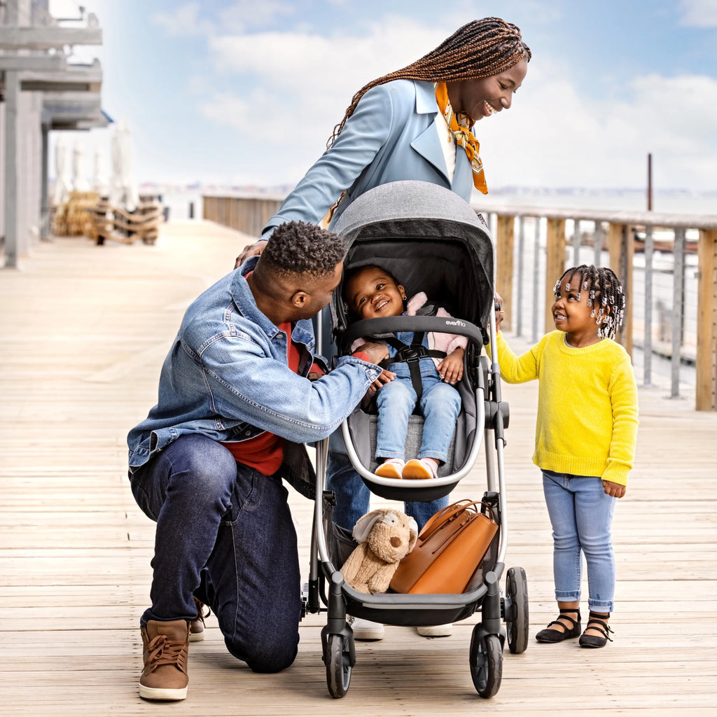 Système de voyage modulaire Evenflo Omni Plus avec siège auto pour bébé LiteMax Sport, gris Mylar, unisexe