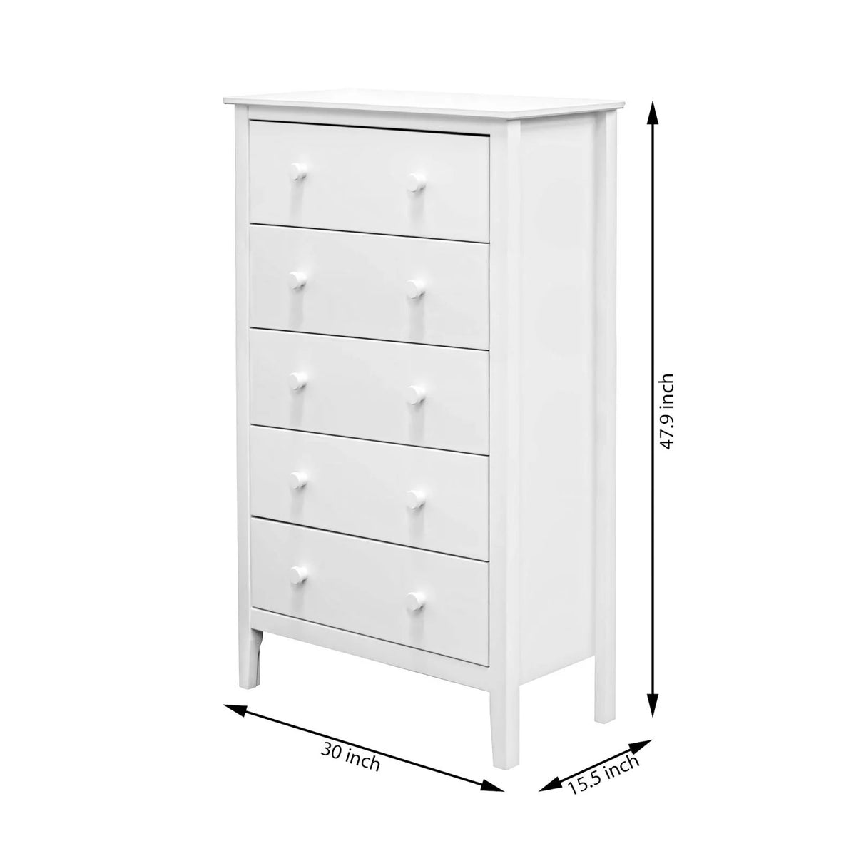 Commode Adeptus Easy Pieces en bois massif à 4 tiroirs - Blanc