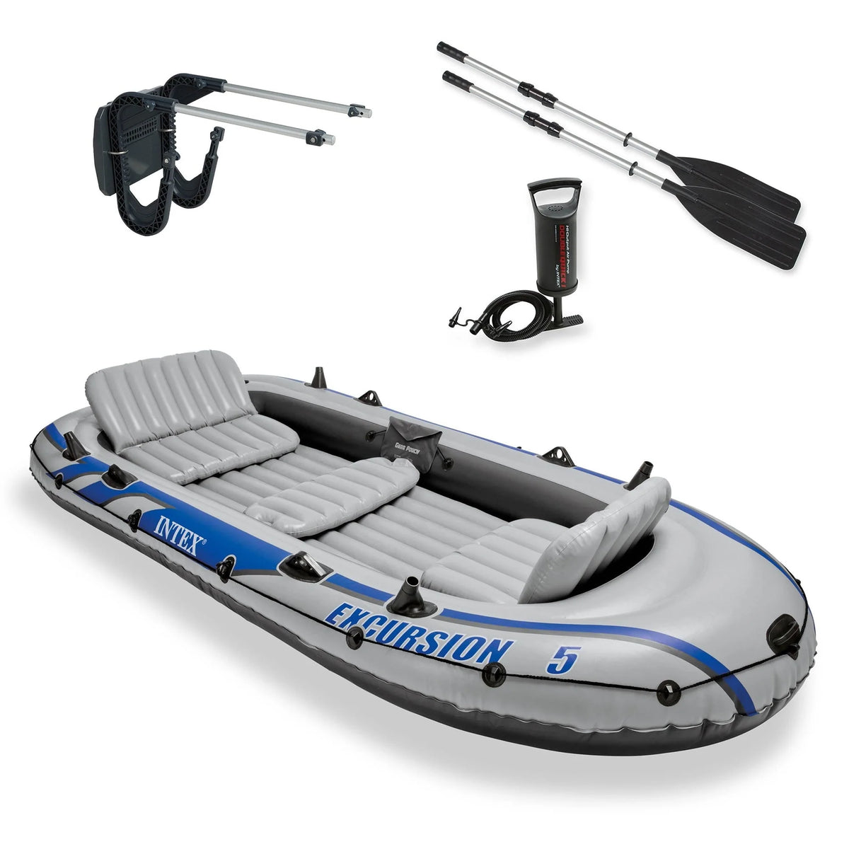 Bateau de pêche gonflable Intex Excursion pour 5 personnes avec support de moteur en composite