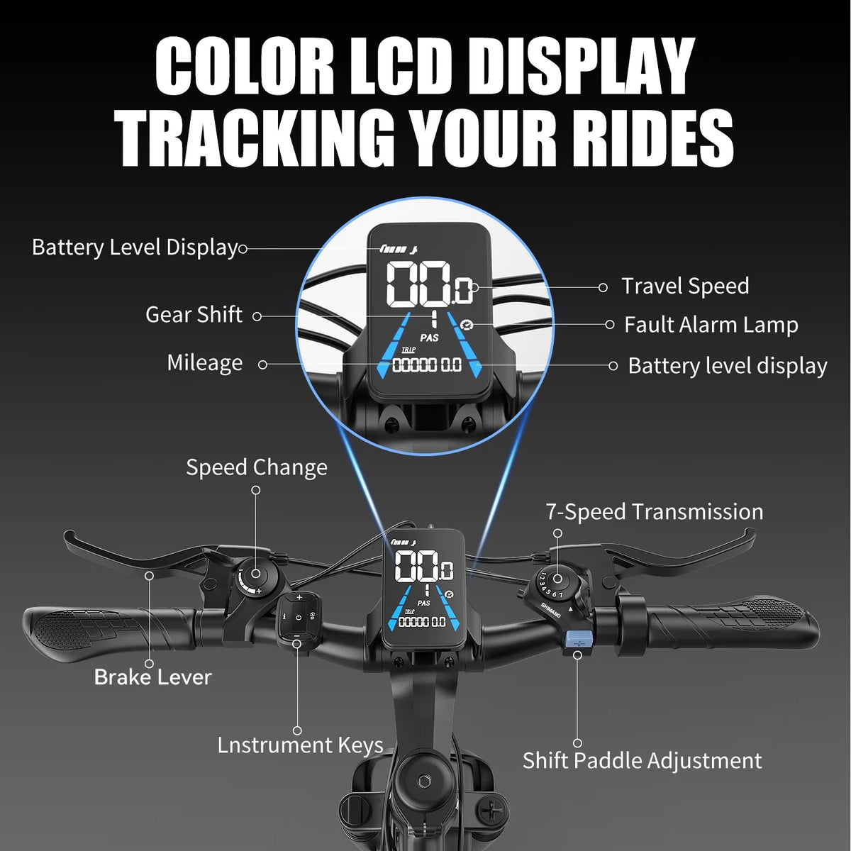 Vélo électrique tout-terrain G28-1200W Peak 26 pour adultes, vélo électrique tout-terrain 48V (batterie amovible, autonomie de plus de 45 mi, écran LCD, capacité de 330 lb, pneus à air – certifié UL2849, pour camping et sentiers)