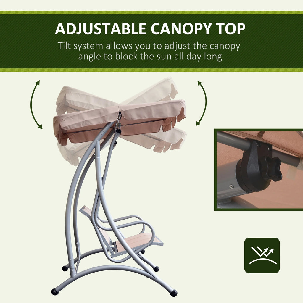 Balancelle de jardin Outsunny pour 3 personnes, balancelle de terrasse avec support et auvent réglable, banc-balancelle d'extérieur robuste pour adultes, noir