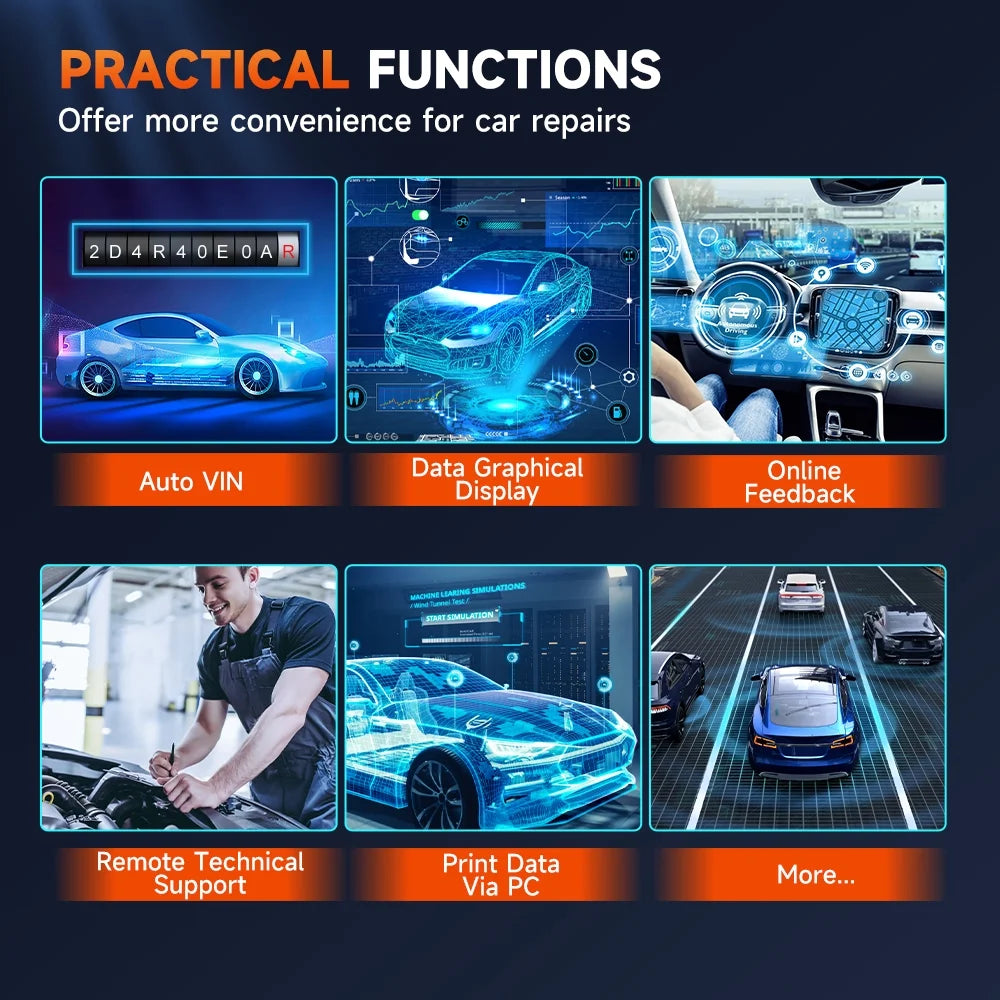 Scanner OBD2 Bluetooth Foxwell GT60, outil de diagnostic automobile pour tous les systèmes, 24 fonctions d’entretien, lecteur de codes défauts et outil de purge ABS