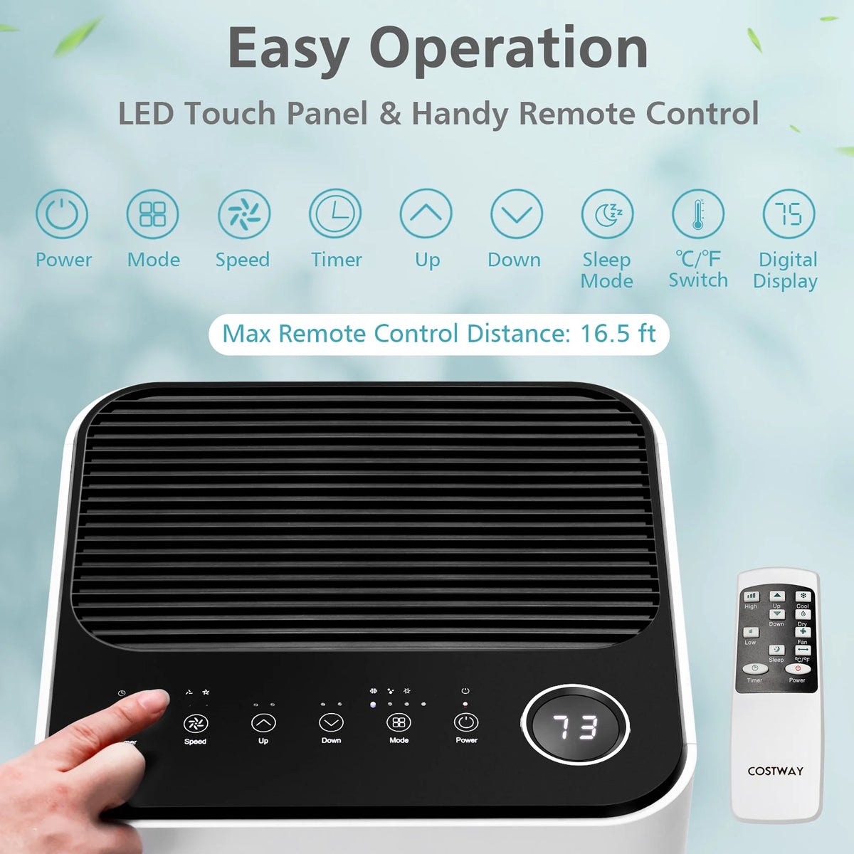 Climatiseur portable Costway 10000 BTU 3-en-1 refroidisseur d'air avec ventilateur déshumidificateur mode veille