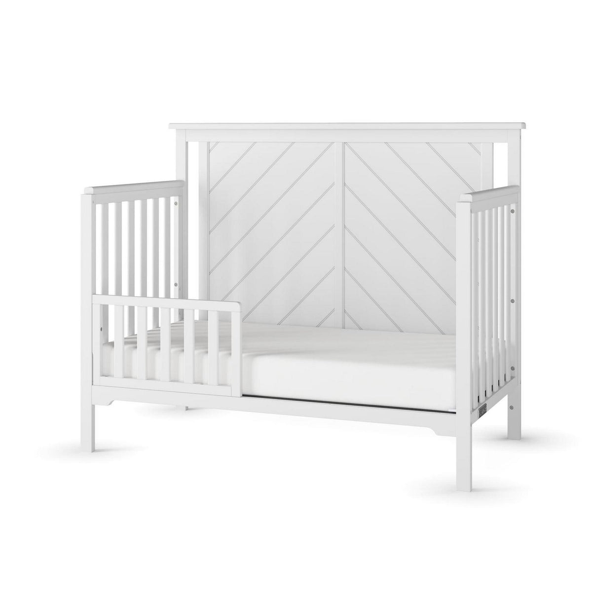 Lit convertible 4-en-1 Hampton de Child Craft. Panneau supérieur plat. 3 hauteurs de matelas. Blanc mat