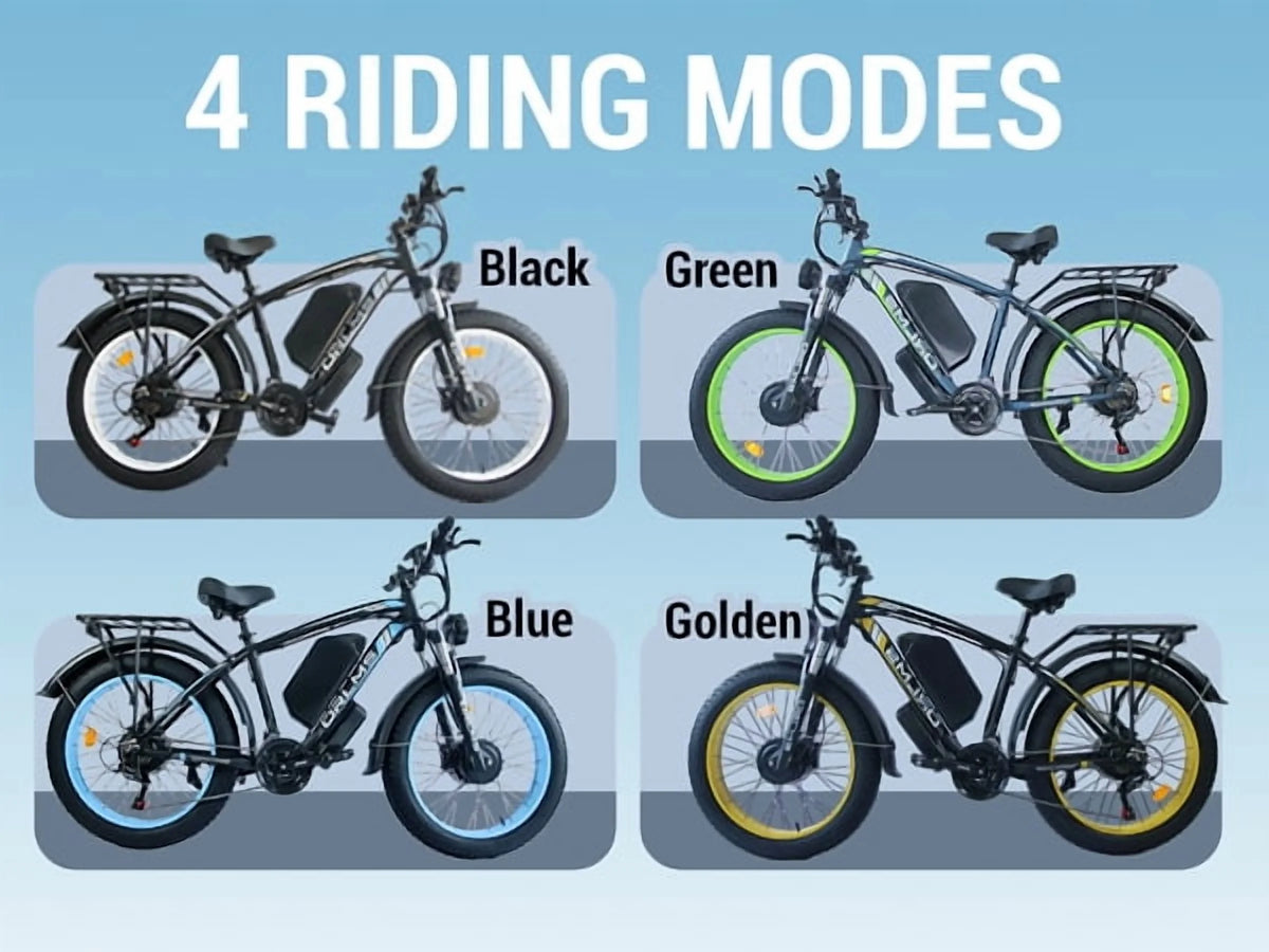 Peak 5000W-Electric-Bike for Adults-Men, Dual-Motor-Ebike 50MPH-Hunting-Ebike, 60V 25AH Long Range Dirtbike, 26 x 4.0 Fat-Tire-Electric-Bicycle,AWD 21-Speed Mountain Bike for Off-Road Snow Sand