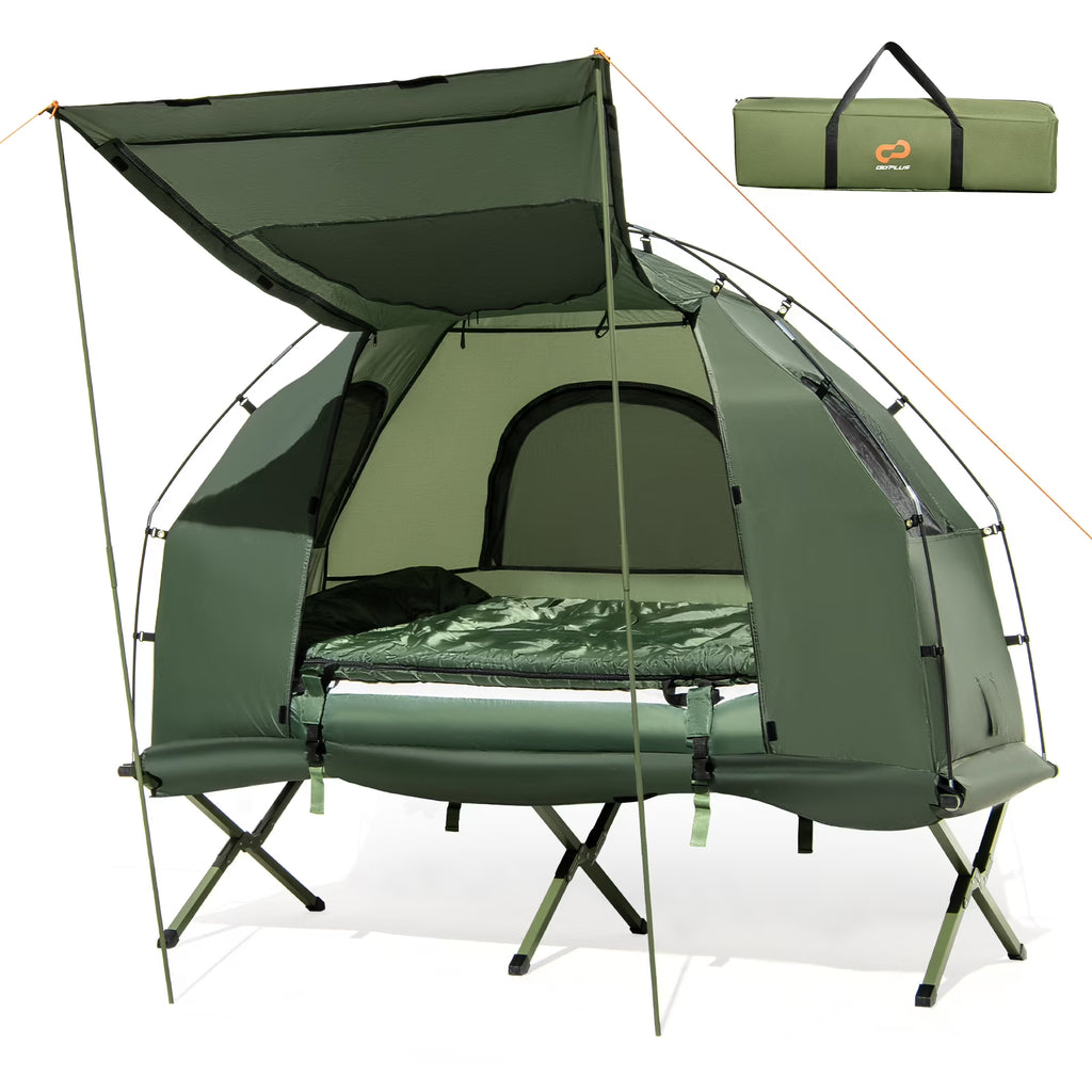 Tente de camping gonflable pour 1 personne Goplus avec matelas pneumatique, oreiller et sac de couchage