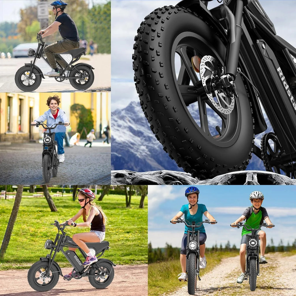 Vélo électrique Ridstar pour adultes, 1200 W, 32 mi/h, moto tout-terrain électrique 48 V 20 Ah, vélo de montagne à pneus larges de 20 pouces et 7 vitesses, UL2849