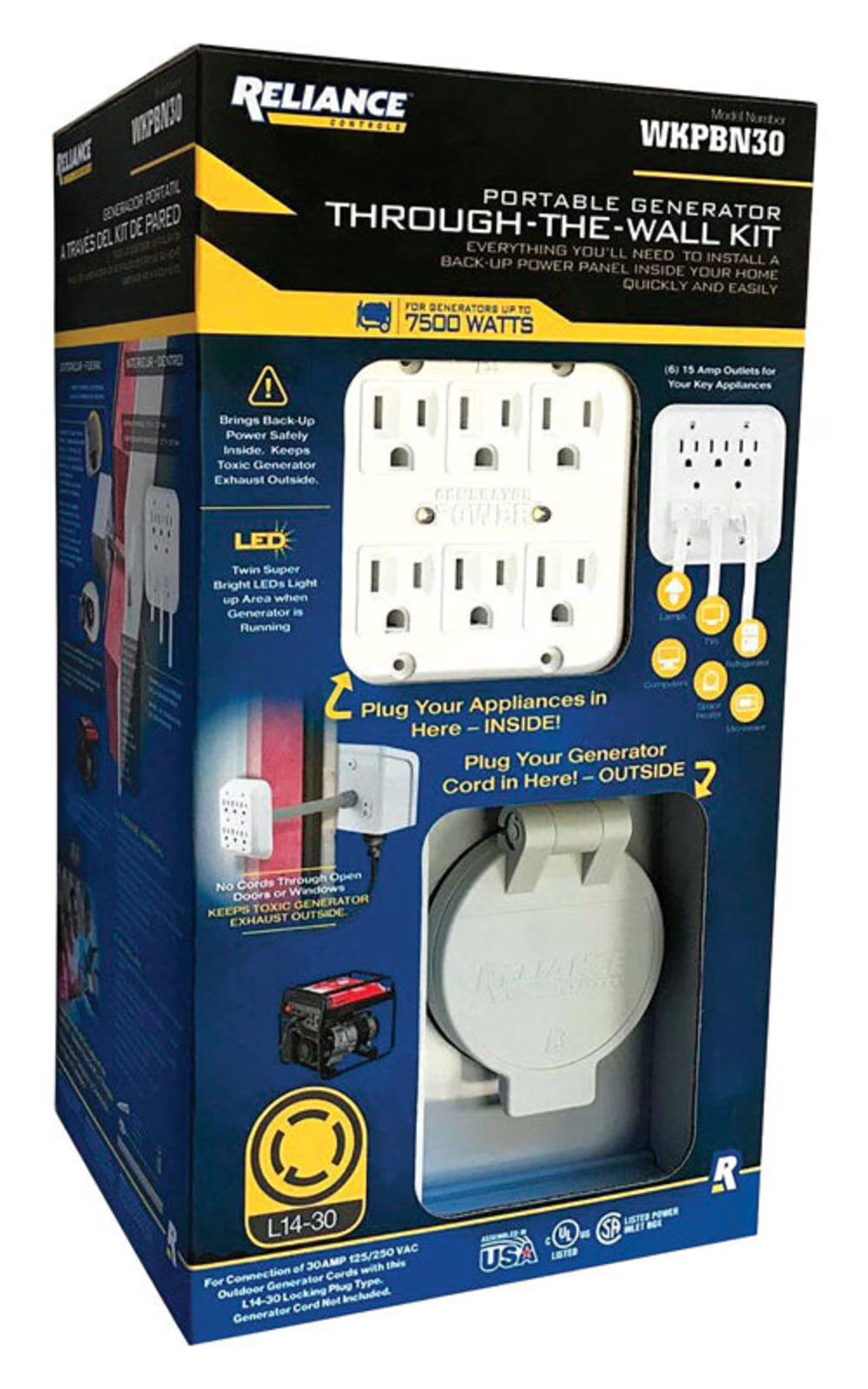 Boîtier d’entrée d’alimentation Reliance Controls, L14-30 NEMA, plastique WKPBN30