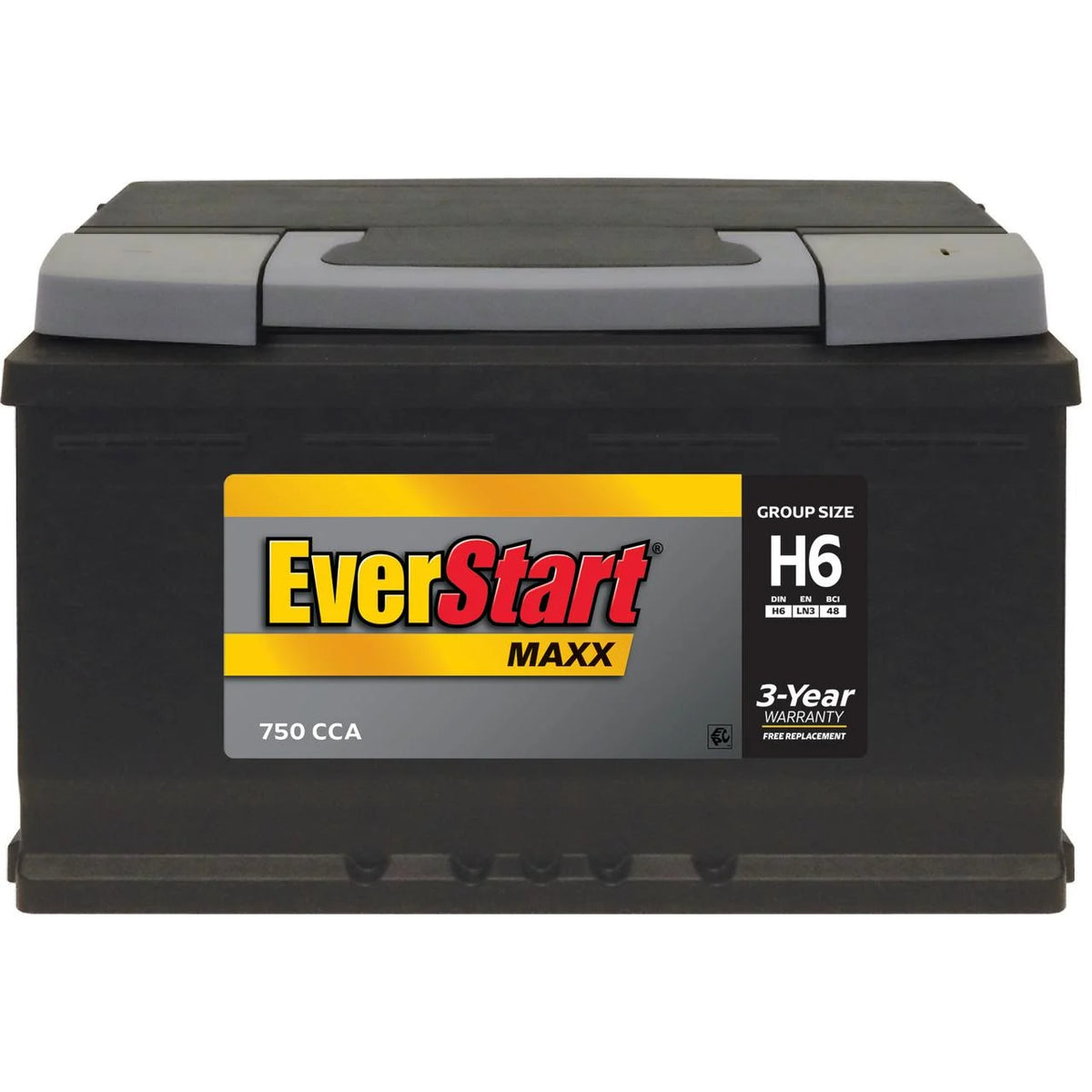 Batterie automobile au plomb-acide EverStart Maxx, groupe H6 / LN3 / 48, 12 volts, 750 CCA, 120 RC