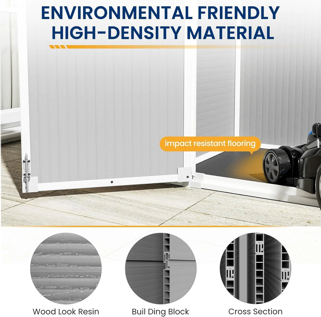 Abri de rangement extérieur ECOPATIO 41 pi³, en résine résistante aux intempéries, avec plancher, gris