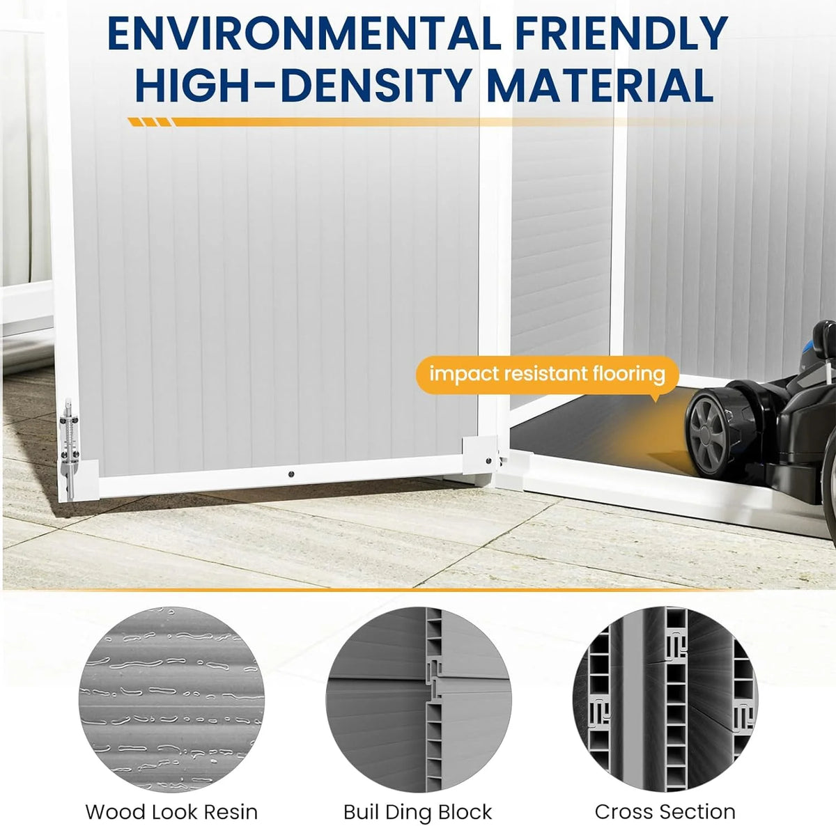 Abri de rangement extérieur ECOPATIO 41 pi³, en résine résistante aux intempéries, avec plancher, gris